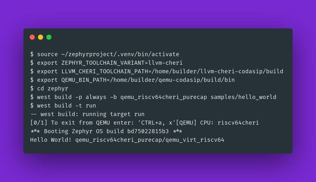 Getting Started with CHERI-Zephyr: Setup, Build, and Run